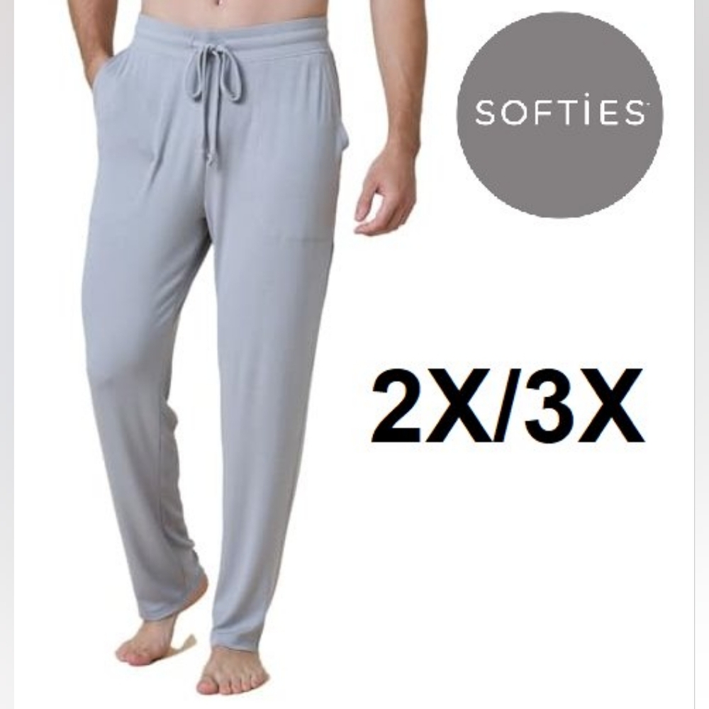Softies Take 10 Long Sleep Pants, Light Grey, Men's 2X / 3X
